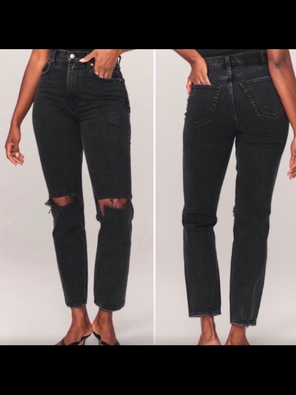 Abercrombie Curve Love 90s Straight Ultra High Rise Black Jeans size 32/14